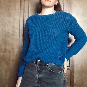 Mark. blue sweater with side detailing